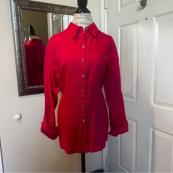 Raspberry Red Linen Tunic - Picture 6 of 8